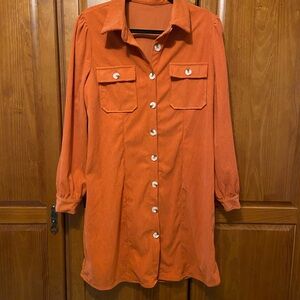 Orange Button-Up‎ Dress